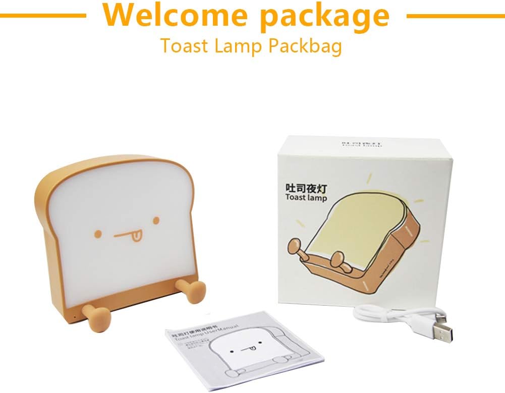 Cute Night Light Toast Bread LED Night lamp with Rechargeable