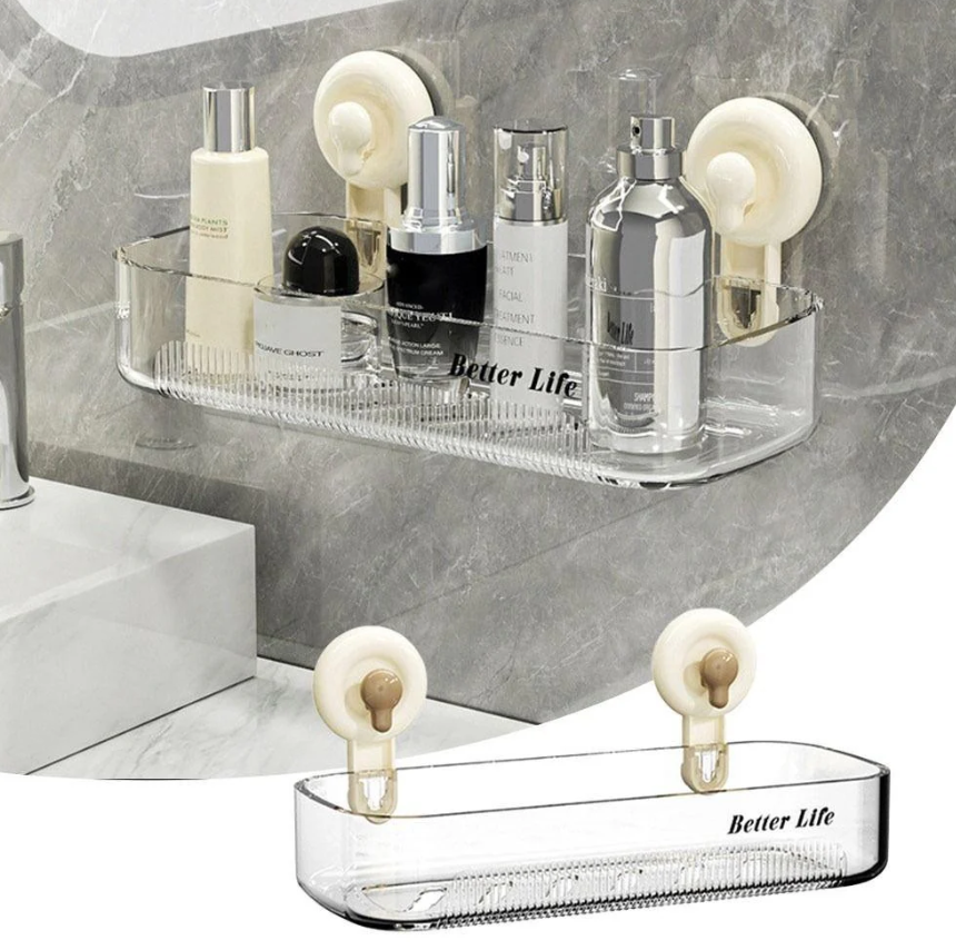 Multi-Purpose Transparent Suction Cup Storage Shelf