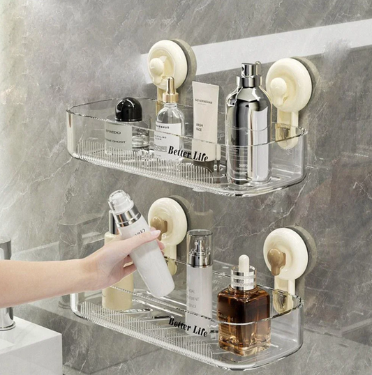 Multi-Purpose Transparent Suction Cup Storage Shelf